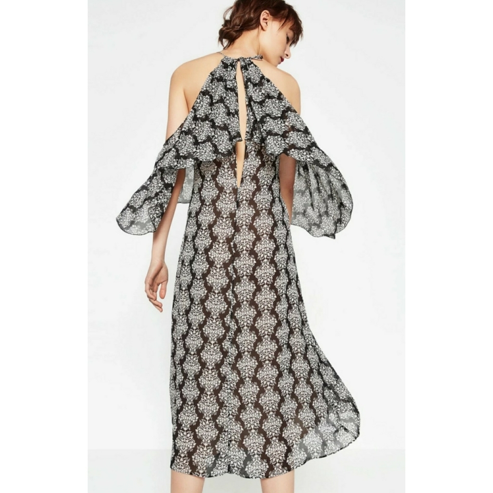 ❤SOLD❤ ZARA // flowy cold shoulder ruffle dress - Picture 12 of 15